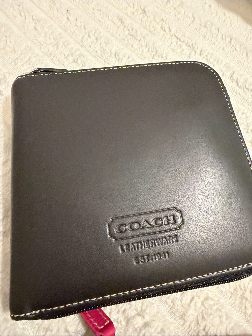 Coach vintage black leather cd case